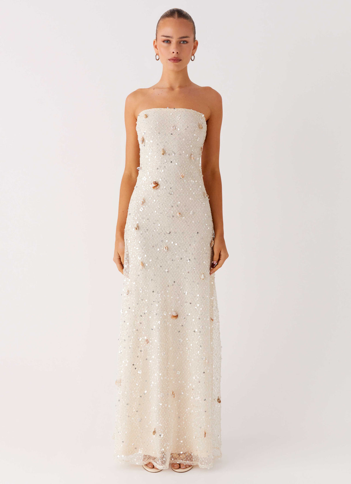 Orelli Shell Sequin Knit Maxi Dress - Ivory