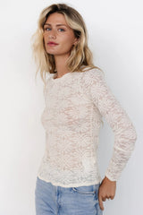 Tori Textured Sheer Top | Cream
