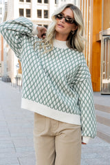 Hendrix Diamond Knit Sweater | Green