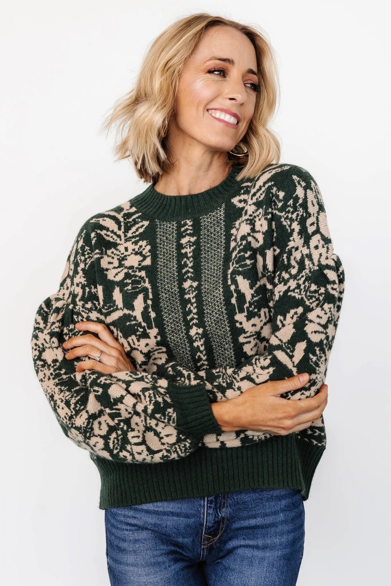 Salzburg Sweater | Dark Green + Taupe