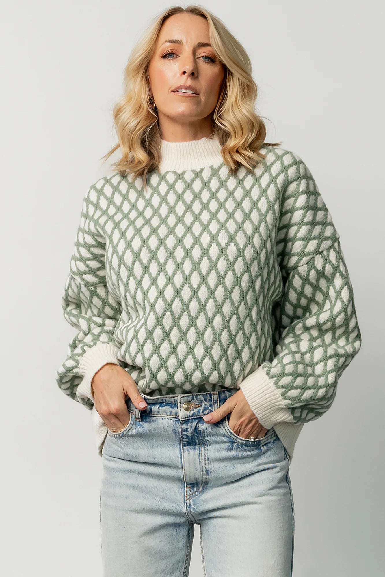Hendrix Diamond Knit Sweater | Green