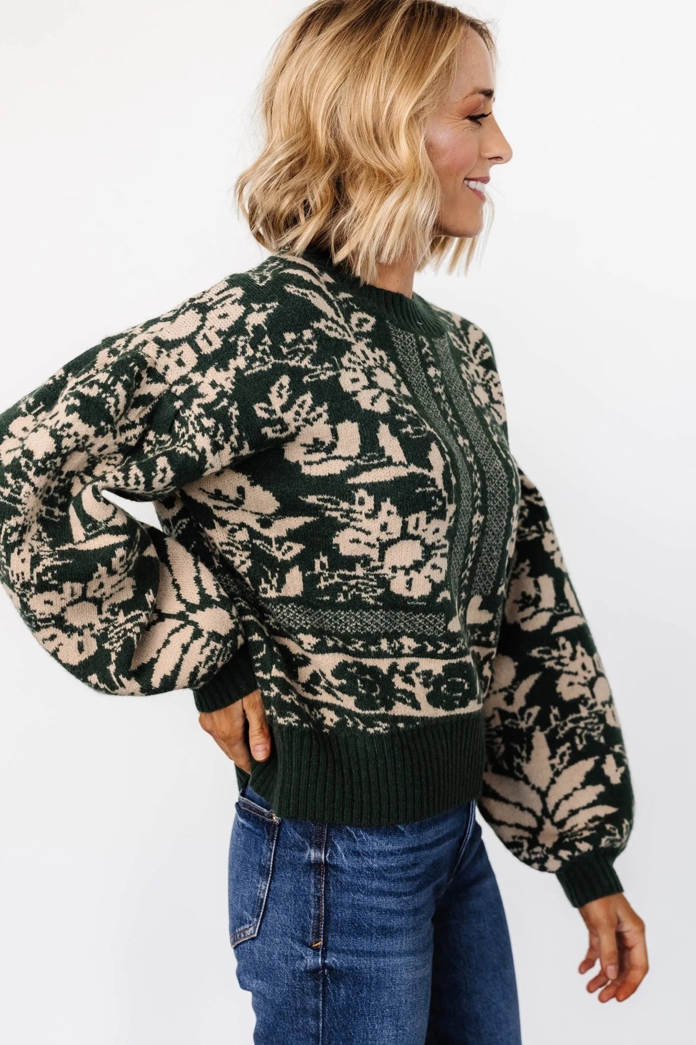 Salzburg Sweater | Dark Green + Taupe