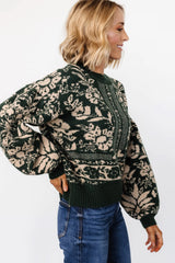 Salzburg Sweater | Dark Green + Taupe