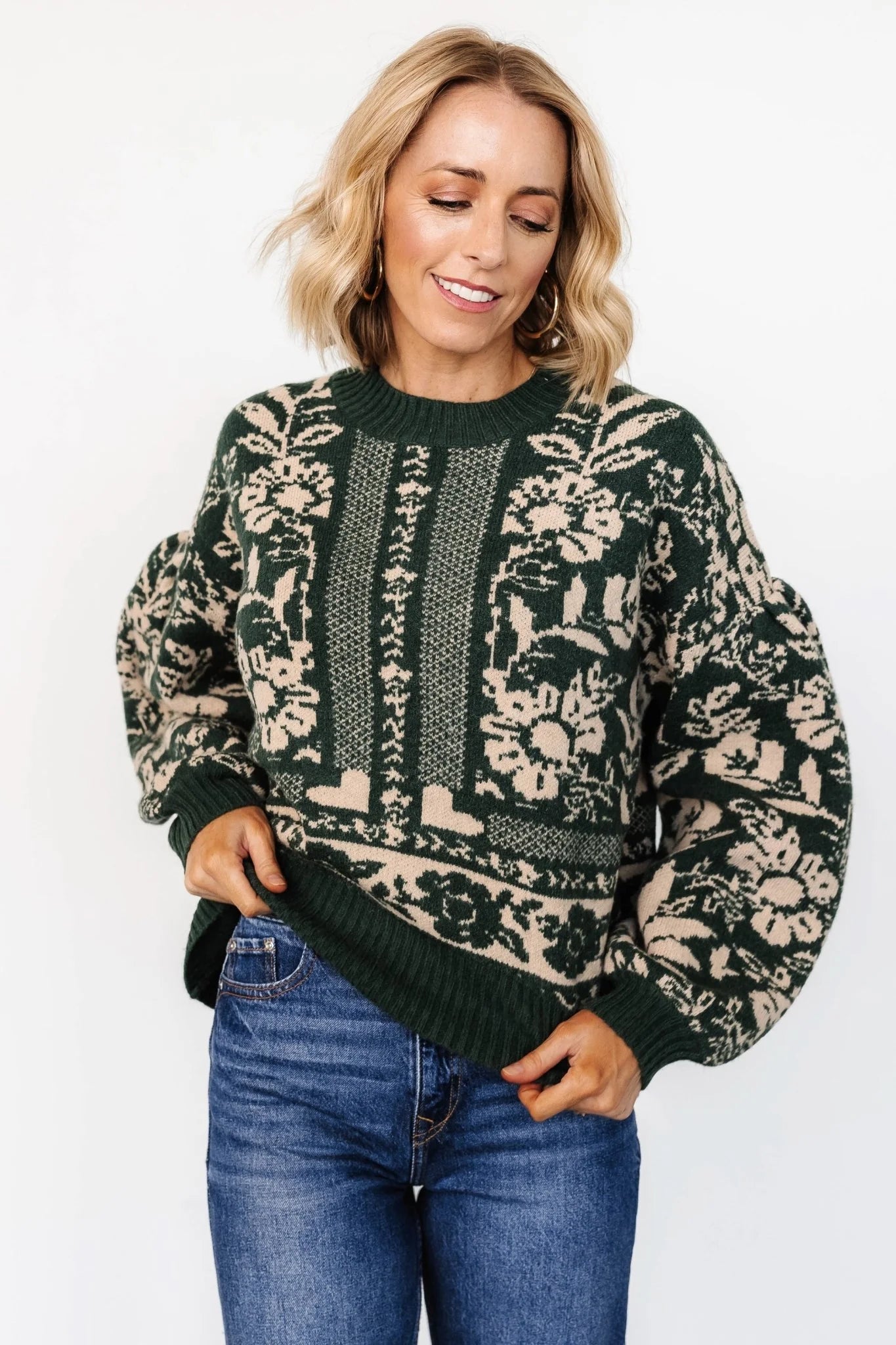 Salzburg Sweater | Dark Green + Taupe
