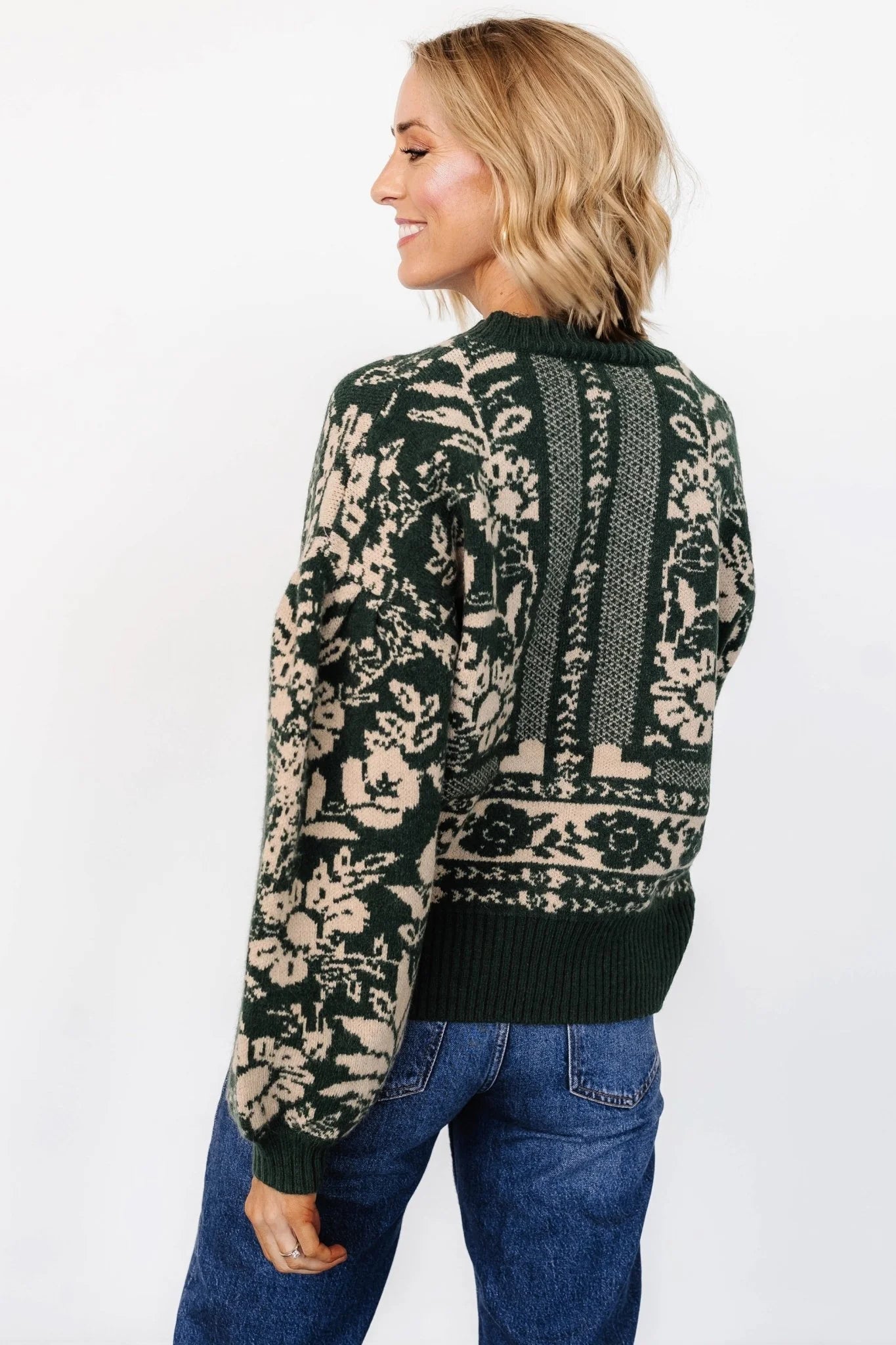 Salzburg Sweater | Dark Green + Taupe