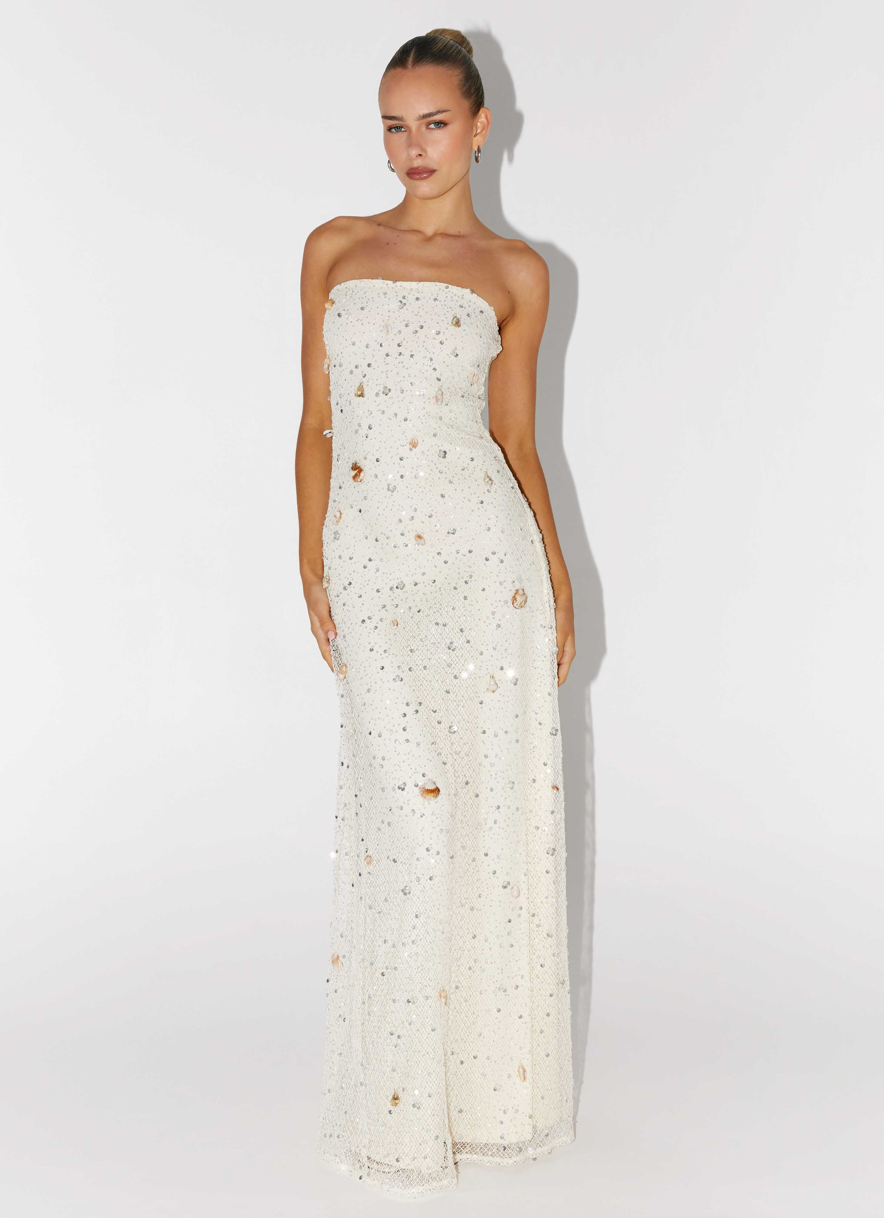 Orelli Shell Sequin Knit Maxi Dress - Ivory